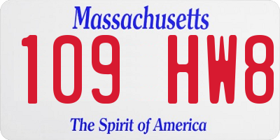 MA license plate 109HW8
