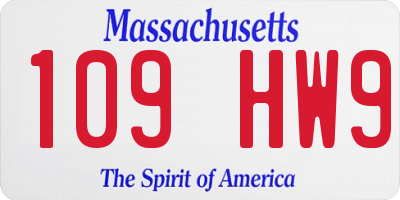 MA license plate 109HW9