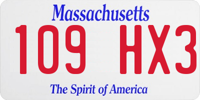 MA license plate 109HX3