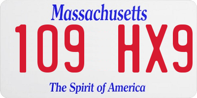 MA license plate 109HX9