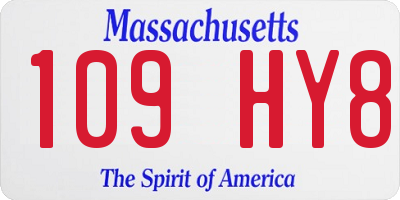 MA license plate 109HY8