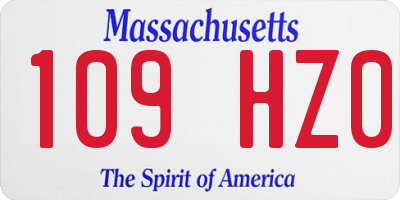 MA license plate 109HZ0