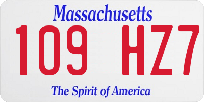 MA license plate 109HZ7