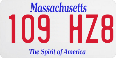 MA license plate 109HZ8