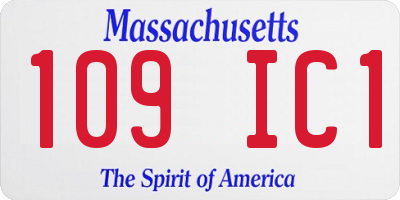 MA license plate 109IC1