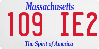 MA license plate 109IE2