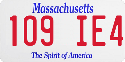 MA license plate 109IE4