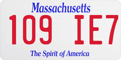 MA license plate 109IE7