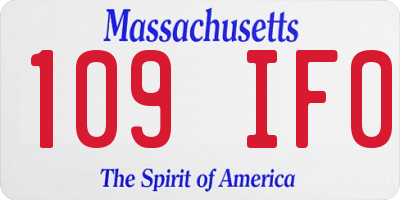 MA license plate 109IF0