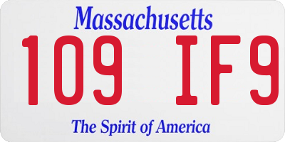 MA license plate 109IF9