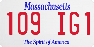 MA license plate 109IG1