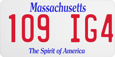 MA license plate 109IG4