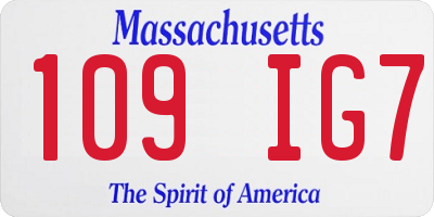 MA license plate 109IG7