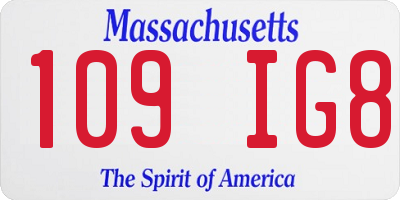 MA license plate 109IG8