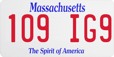 MA license plate 109IG9