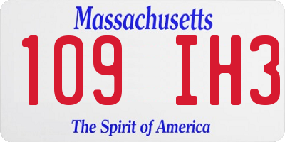 MA license plate 109IH3
