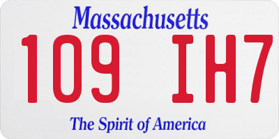 MA license plate 109IH7