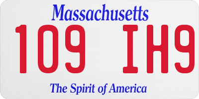 MA license plate 109IH9