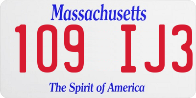 MA license plate 109IJ3