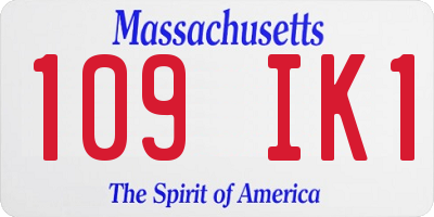 MA license plate 109IK1