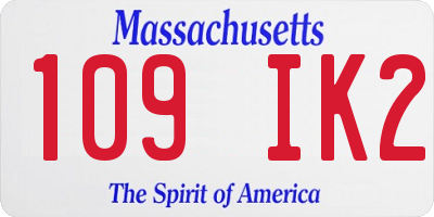MA license plate 109IK2
