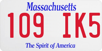 MA license plate 109IK5
