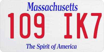 MA license plate 109IK7