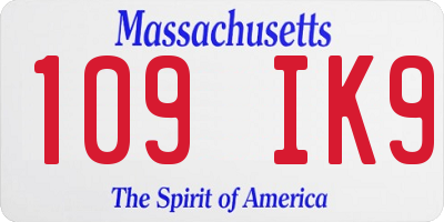 MA license plate 109IK9