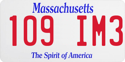 MA license plate 109IM3