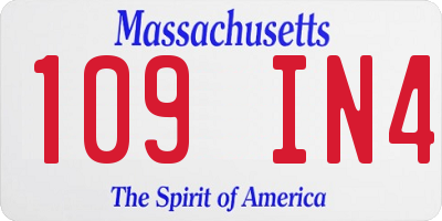 MA license plate 109IN4