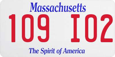 MA license plate 109IO2