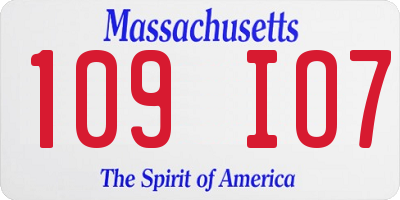 MA license plate 109IO7
