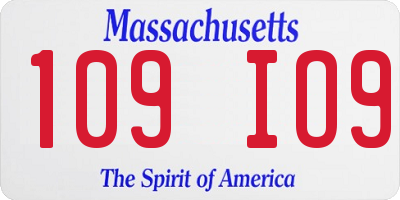 MA license plate 109IO9