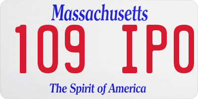 MA license plate 109IP0