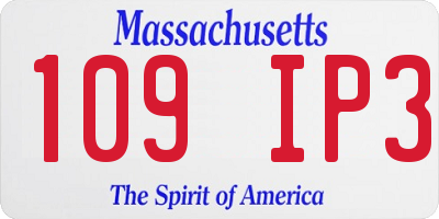 MA license plate 109IP3