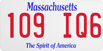 MA license plate 109IQ6