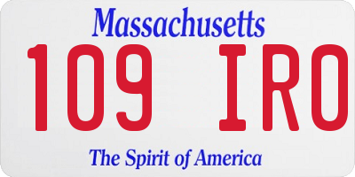 MA license plate 109IR0