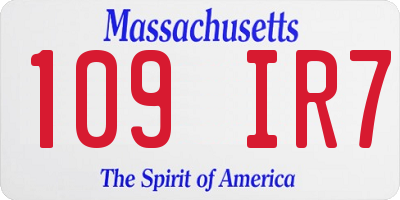 MA license plate 109IR7