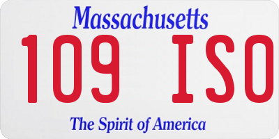MA license plate 109IS0