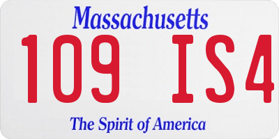 MA license plate 109IS4