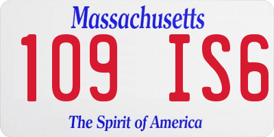 MA license plate 109IS6