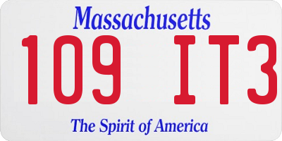 MA license plate 109IT3