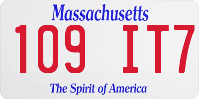 MA license plate 109IT7