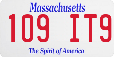 MA license plate 109IT9