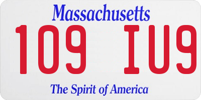 MA license plate 109IU9