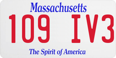 MA license plate 109IV3