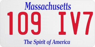 MA license plate 109IV7