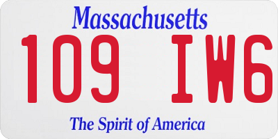 MA license plate 109IW6