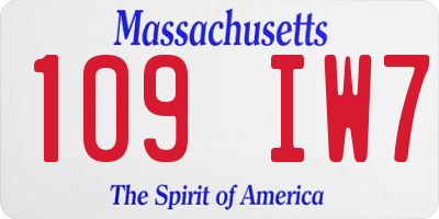 MA license plate 109IW7