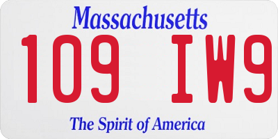 MA license plate 109IW9